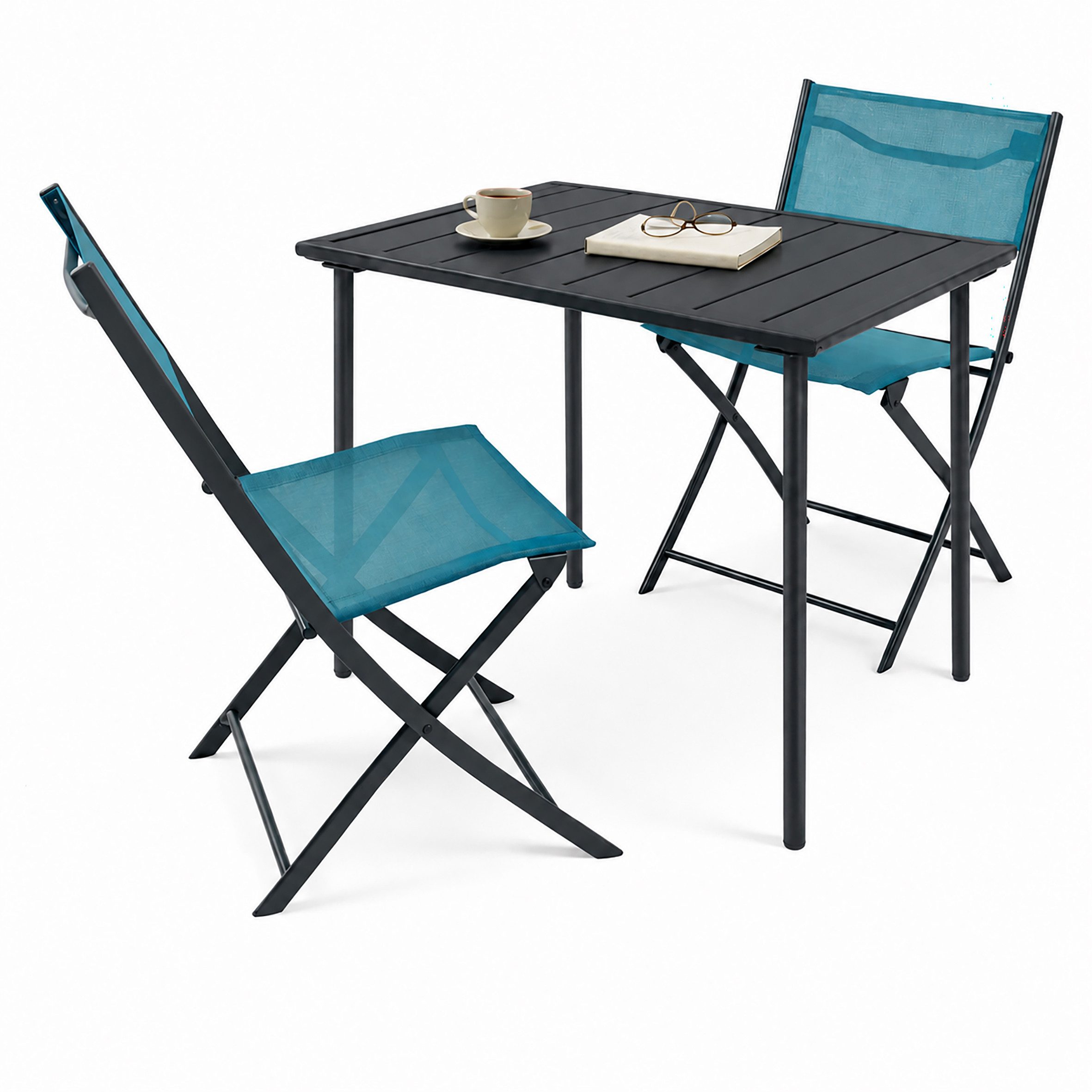 VCM Garten-Essgruppe 3 teiliges Gartenmöbel Balkon Set Sumila mit Tisch, (Set, 3-tlg., 1x Tisch 2x Stuhl)