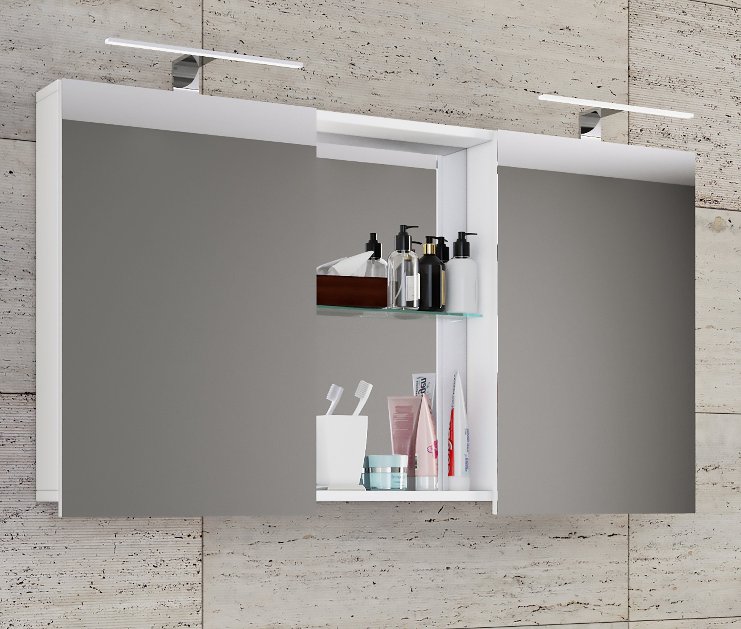 Weiß Spiegelschrank VCM Spiegel mit Spiegelschrank (1-St) Ablage Breiter Budasi