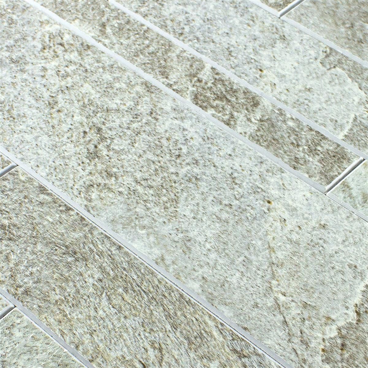 Mosafil Mosaikfliesen Mosaikfliesen Findlay Selbstklebend Steinoptik Grau, Vinyl 29.800x29.600, weiß-gold-grau