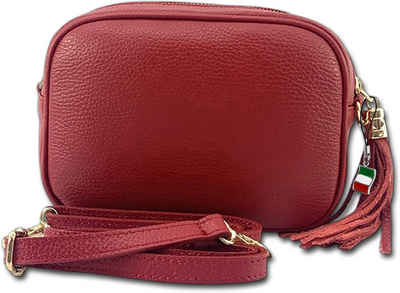 FLORENCE Umhängetasche Florence Umhängetasche Damen Tasche (Umhängetasche, Umhängetasche), Damen Tasche Echtleder rot, Made-In Italy