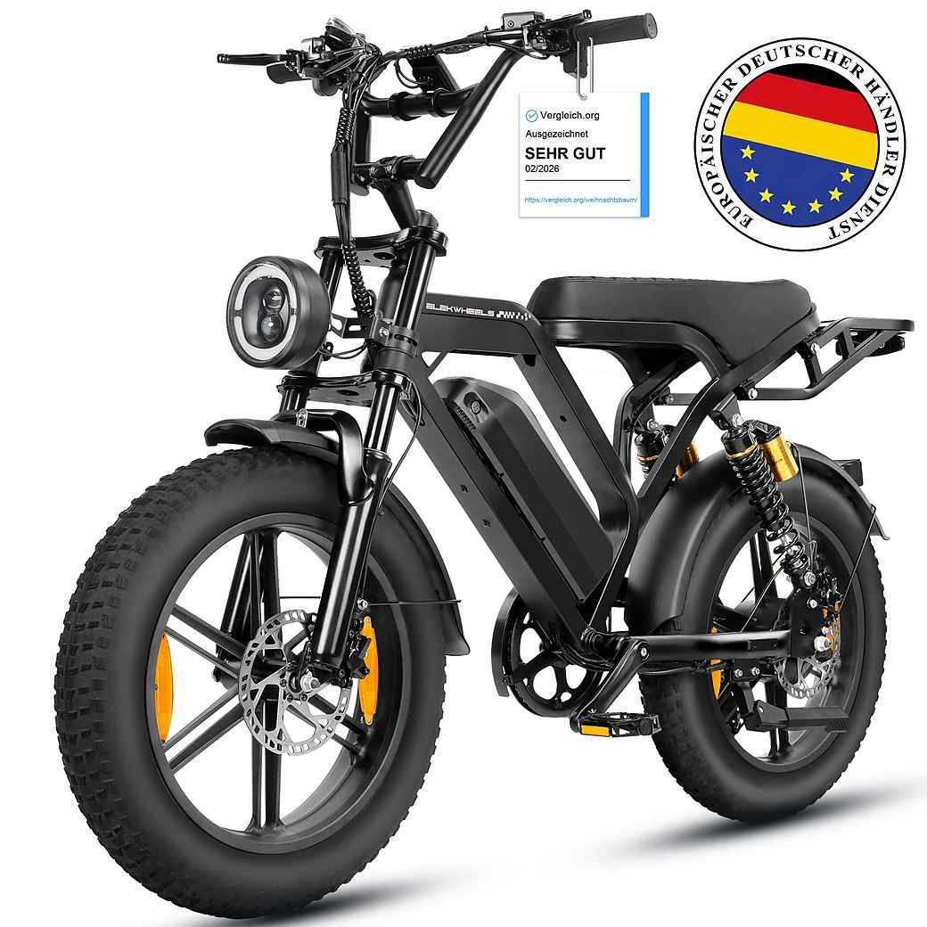 Vankel E-Bike Mountainbike Cityrad E-Fahrrad 20” x 4.0” Damen u. Herren Pedelec 720Wh Max.108KM, Kettenschaltung, Heckmotor, 720 Wh, (Beleuchtungsset mit Batterieladegerät, Batterieschlüssel, Werkzeug), 48V 15Ah All-Terrain Elektrofahrrad mit Shimano 7-Gang