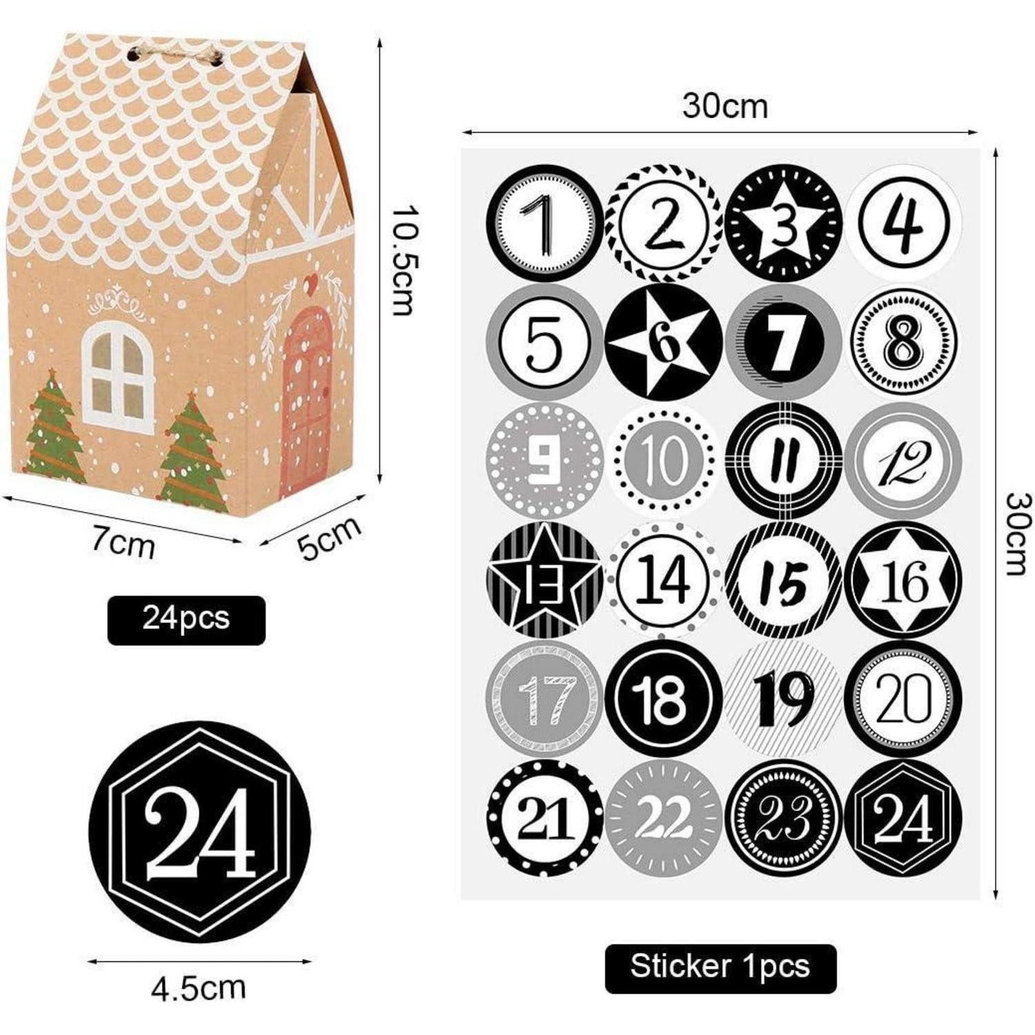 LuxusKollektion DIY-Adventskalender Adventskalender zum Befüllen Häuser DIY Boxen 24 schwarz