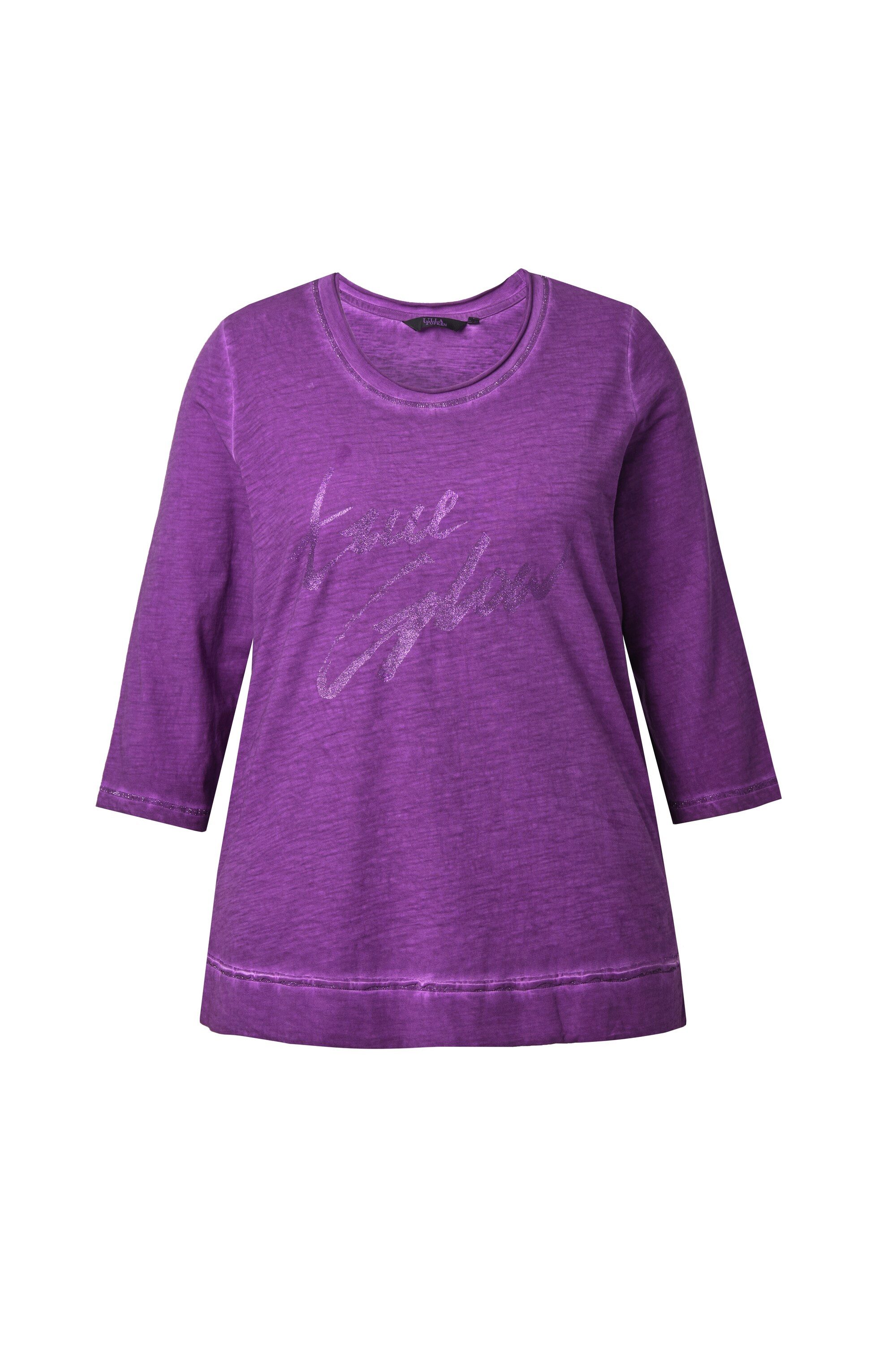 T-Shirt Shirt Glitzerdruck Classic Rundhals 3/4-Arm