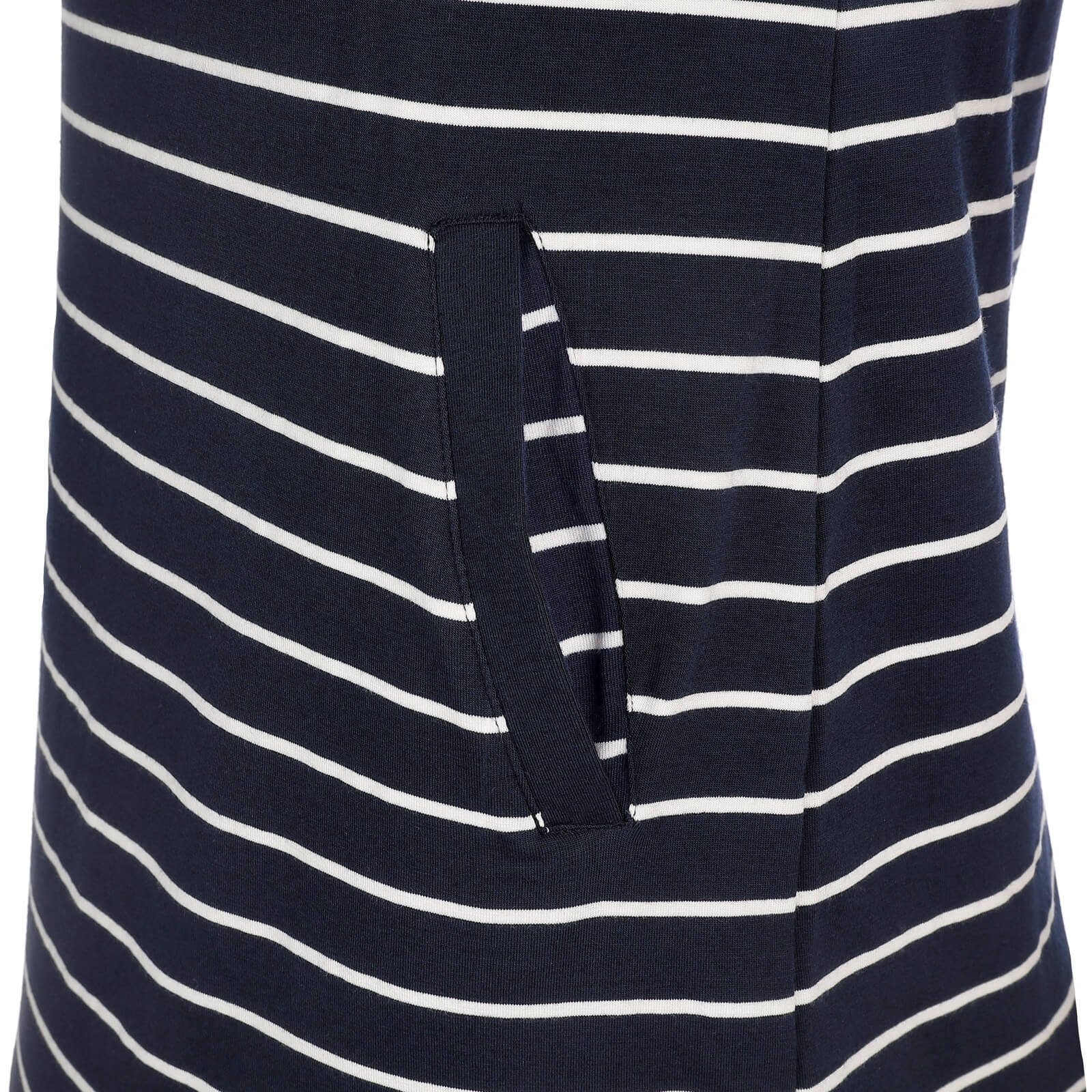 modAS Sweatkleid Damen Kleid 46613 Streifen-Design mit Kapuze - Kapuzen-Kleid Kurzarm Doppellagige Kapuze mit Flachkordel, Ärmelbündchen, Geschlitzter Saum – Bild 5 von 5