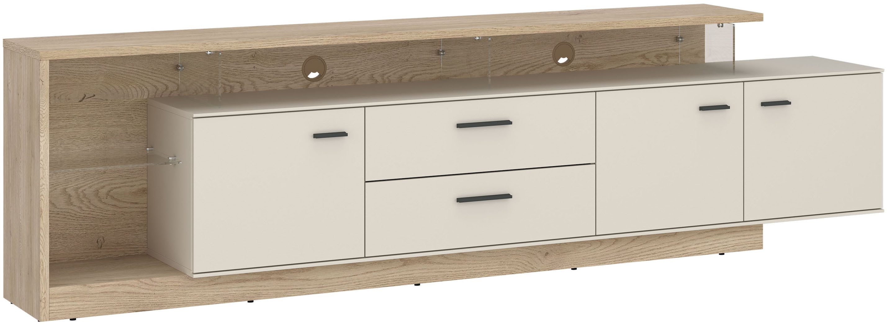 Home affaire Lowboard, modernses Lowboard, Breite ca.236,4, 2 Türen und 2 Schubkasten