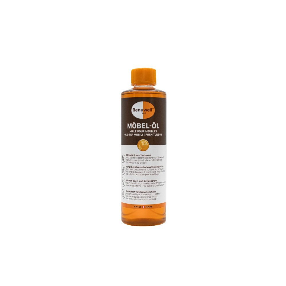 Renuwell Renuwell Möbel-Öl Leinöl-Firnis 500 ml Natürliches Pflegeöl für Holz Möbelpflegeöl-Set