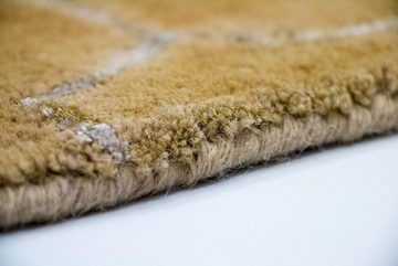 Wollteppich Designer Teppich handgetuftet gold, morgenland, rechteckig, Höhe: 18 mm