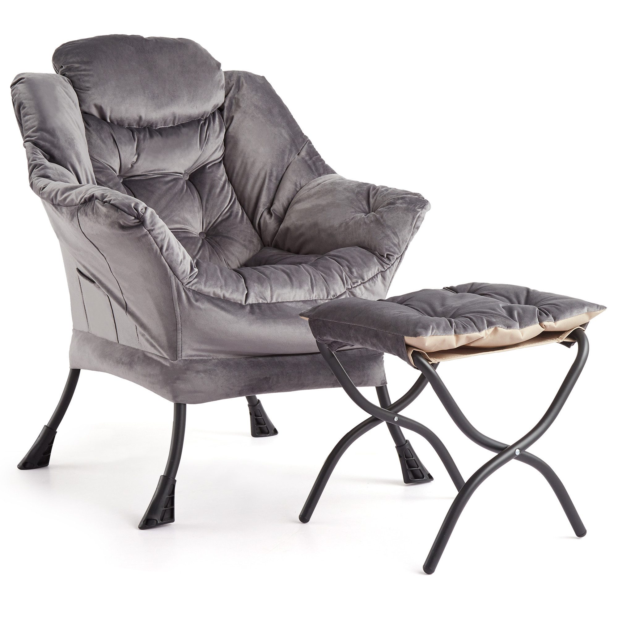 GarveeMore Ohrensessel Relaxsessel mit Hocker Ohrensessel Polstersessel Faulsesse