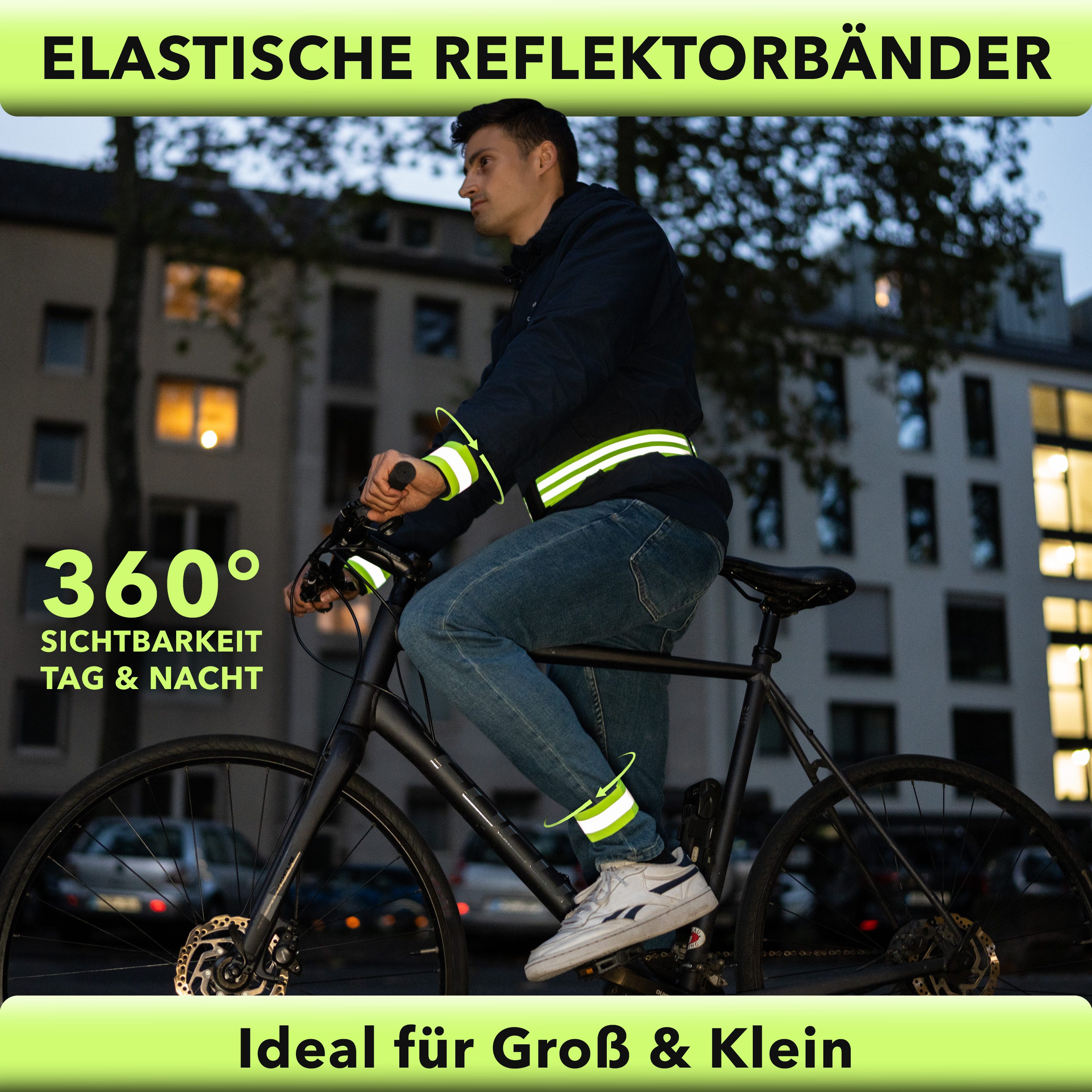 AVANA Reflektorband reflektierendes Armband Reflektor Schnapparmband Fahrrad Joggen, (2 St), Leuchtarmband
