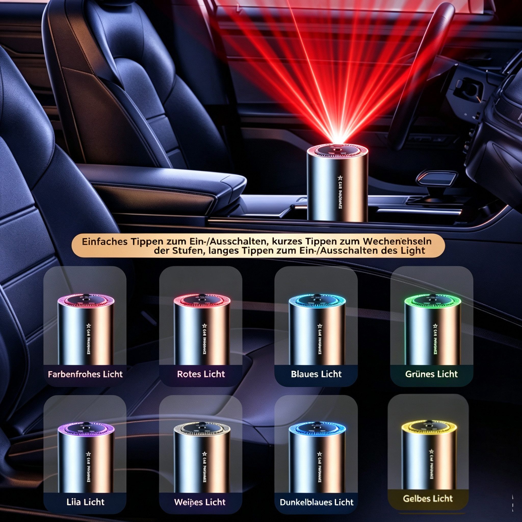Fyrove Luftbefeuchter Auto Lufterfrischer Auto Elektrischer Duft Aroma Diffusor 3 Modi, Wasserloser Diffuser für ätherische Öle,Aroma Diffuser,Auto duft