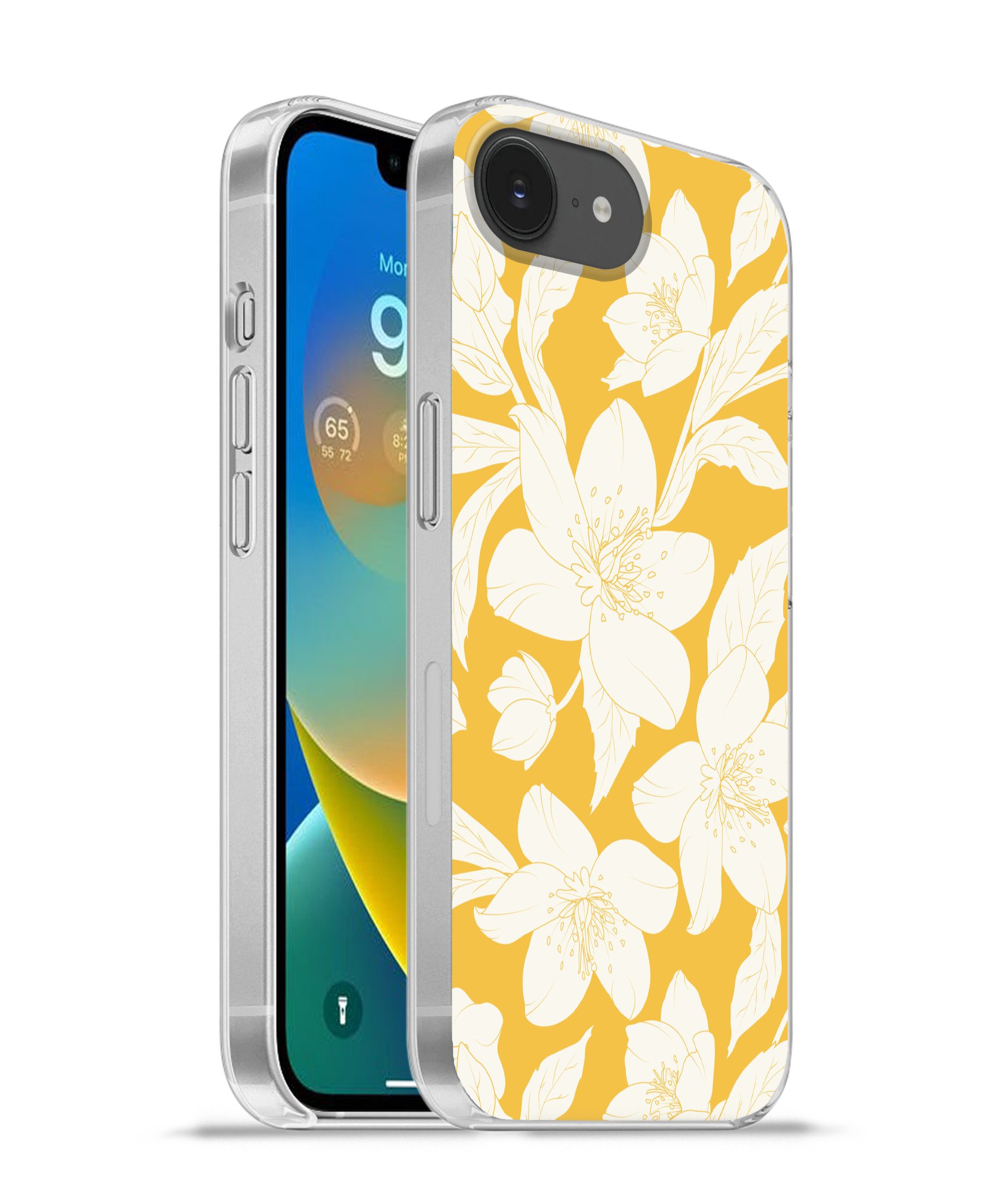 MuchoWow Handyhülle für Apple iPhone 16e Blumen - Muster - Gelb - Weiß, Smartphone-Bumper, Print, Handy Schutzhülle Dünn
