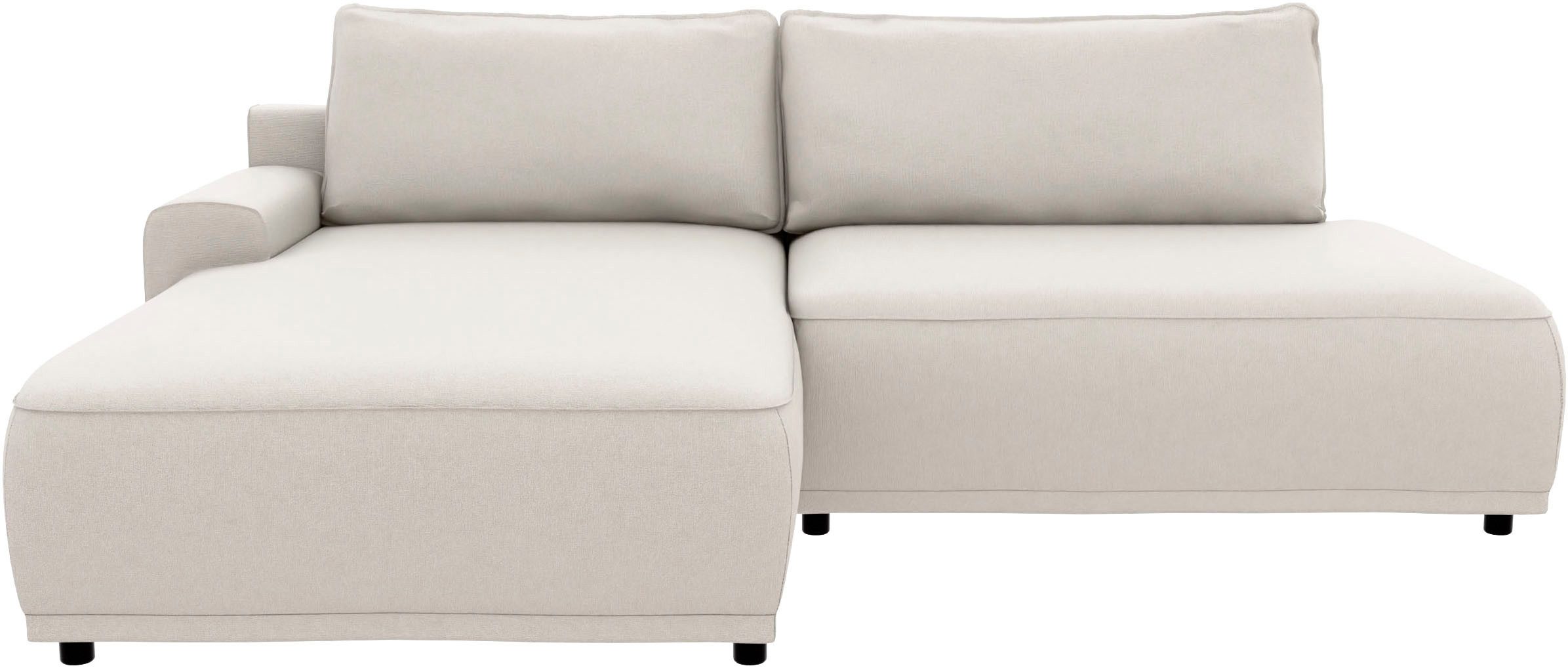 TRENDMANUFAKTUR Ecksofa Fordon II, Schlafsofa mit Bettkasten, Couch in L-Form, Breite 250 cm, in Struktur LUMOS, 3D-Effekt, sandgrau, Armlehne links