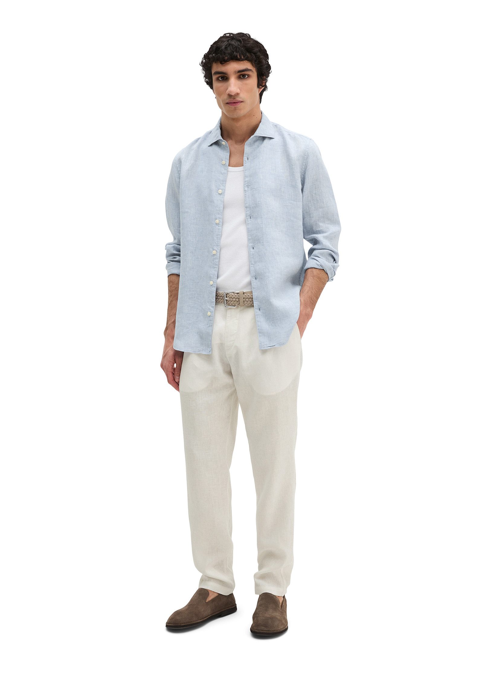 Marc O'Polo Langarmhemd shaped fit aus feinem Leinen-Chambray günstig online kaufen
