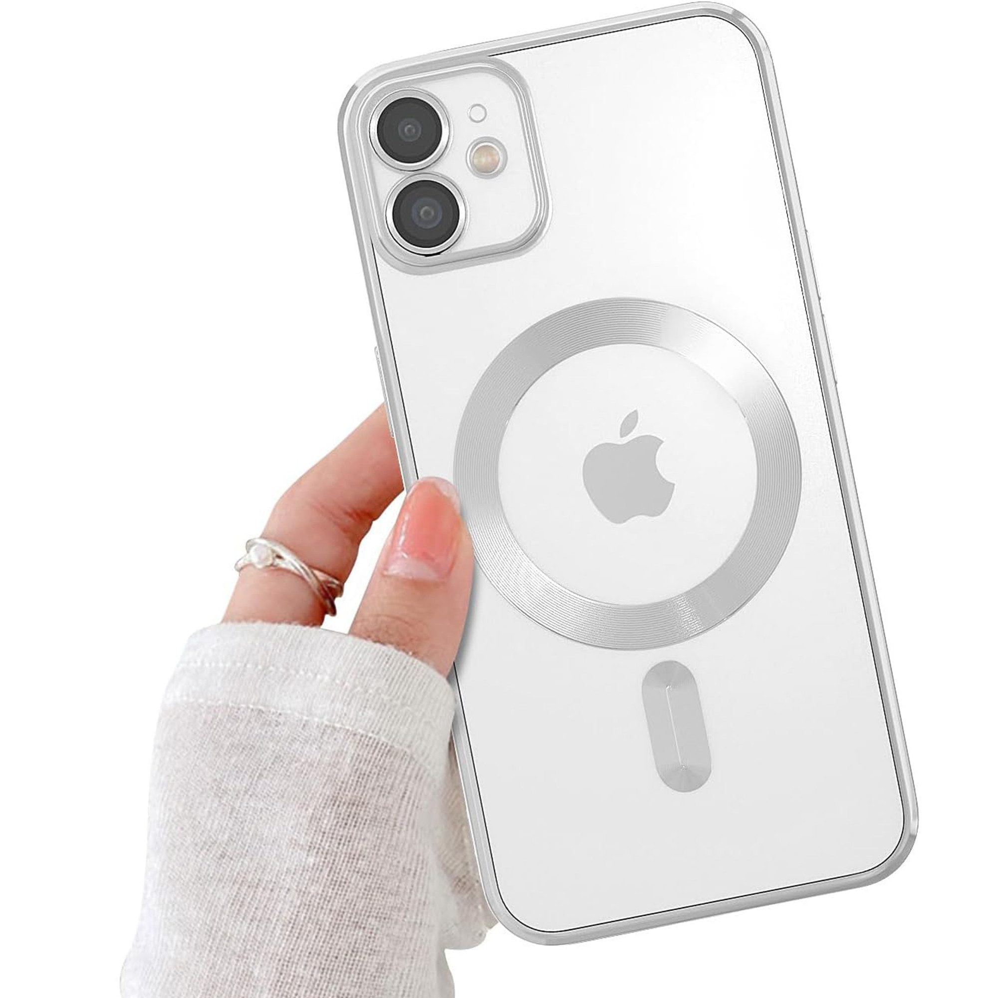 Wörleonline Handyhülle für Apple iPhone 12 mit integriertem Kameraschutz, TPU Schutzhülle, MagSafe kompatible Hülle