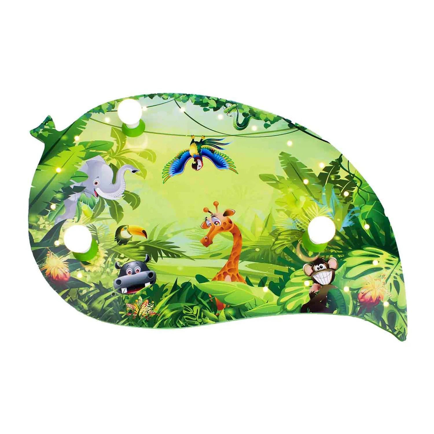 Licht-Erlebnisse Deckenleuchte VILDA, ohne Leuchtmittel, Warmweiß, Kinderzimmer Holz B: 75 cm LED + E14 Blatt Tiere Bunt Kinder
