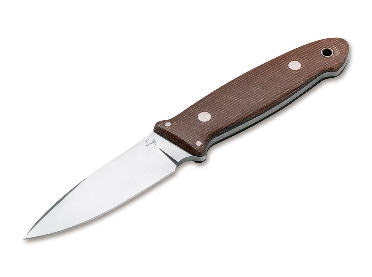 Böker Plus Survival Knife Outdoormesser Cub Pro Lucas Burnley Micarta, Lederscheide feststehend