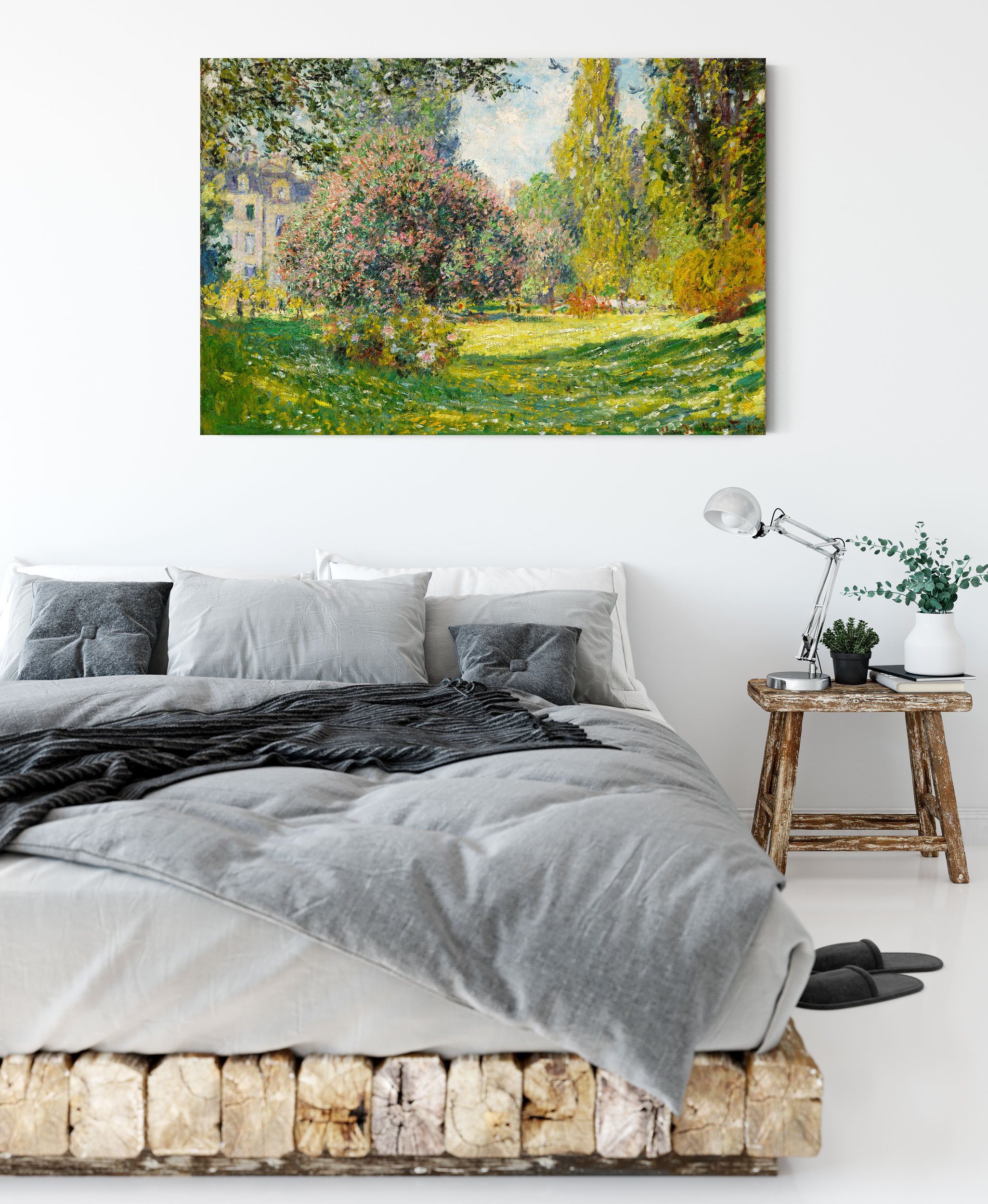 Pixxprint Leinwandbild Claude Monet - Landschaft am Park Monceau, Claude Monet - Landschaft am Park Monceau (1 St), Leinwandbild fertig bespannt, inkl. Zackenaufhänger