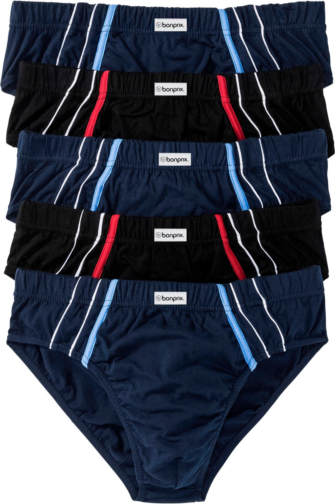 bonprix Maxislip (Packung, 5-St) klassisch geschnittene Passform, sportive Optik, aus Baumwolle