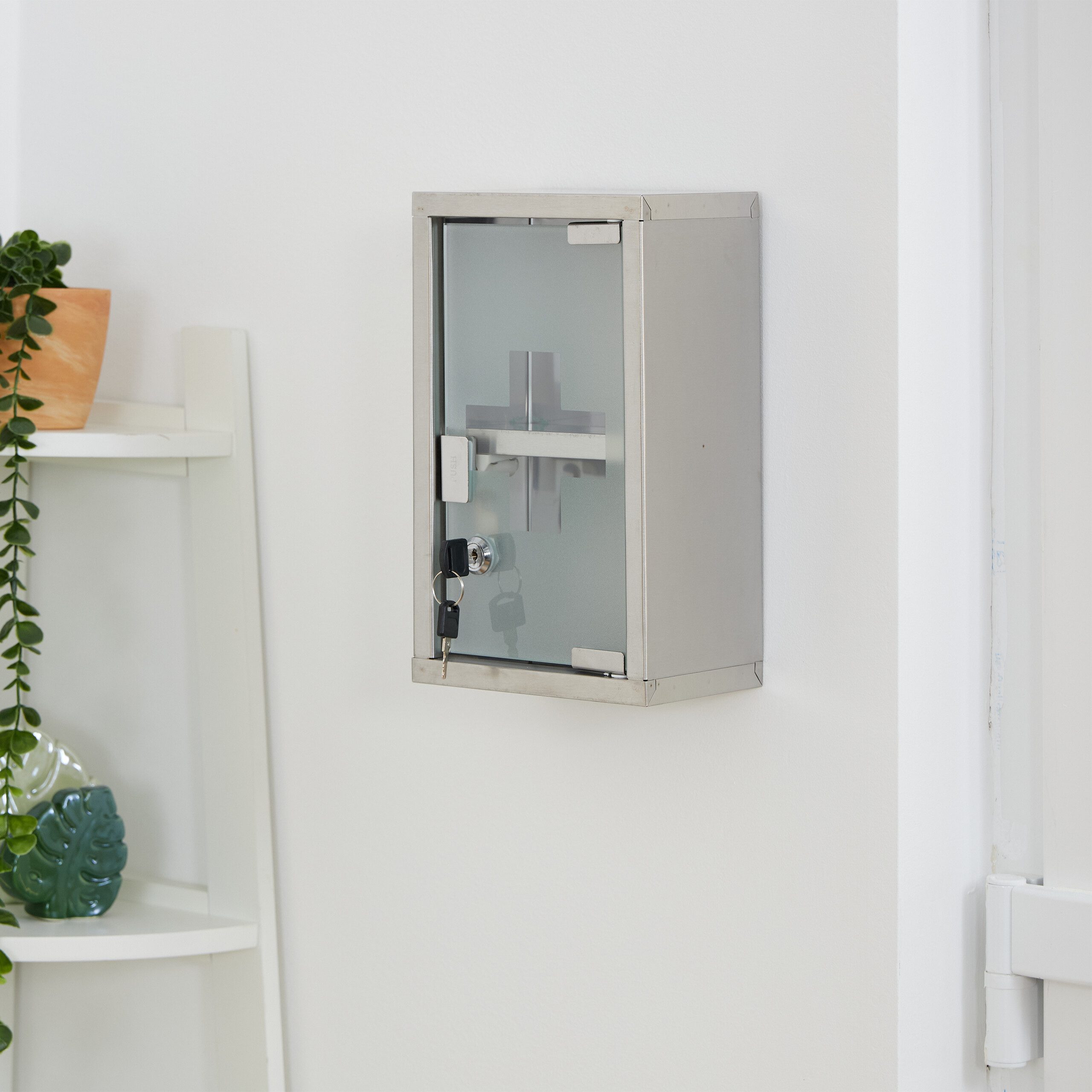 relaxdays Medizinschrank Abschließbarer Medizinschrank Edelstahl