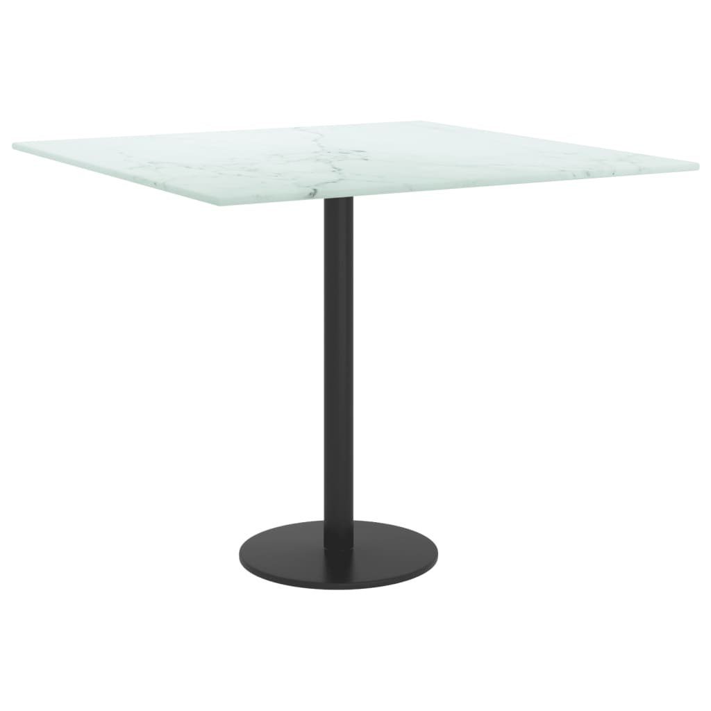 furnicato Tischplatte Weiß 50x50 in cm Marmoroptik mm St) Hartglas 6 (1