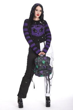 Banned Rucksack Alien Cat, Space Kitty Mini Daypack Katze Lila Grün