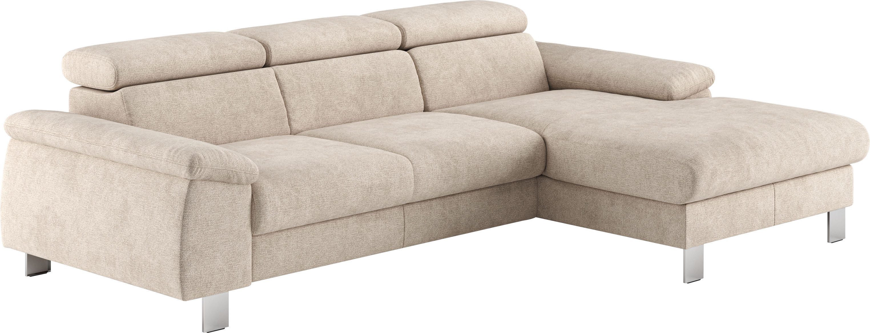 COTTA Ecksofa Komaris L-Form, B: 244 cm, mit Kopfteilverstellung, optional Bettfunktion, Bettkasten & Licht