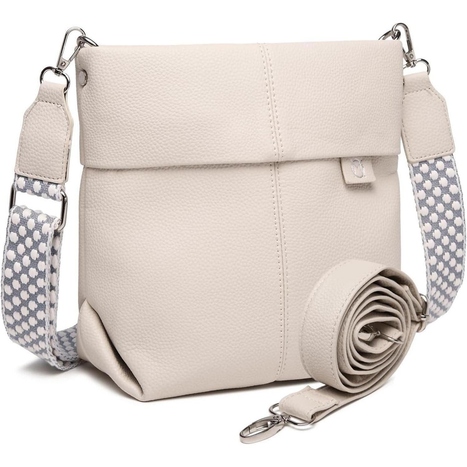 LuxusKollektion Umhängetasche Umhängetasche Damen Mittelgroß PU Leder Beige 2 Gurt Crossbody