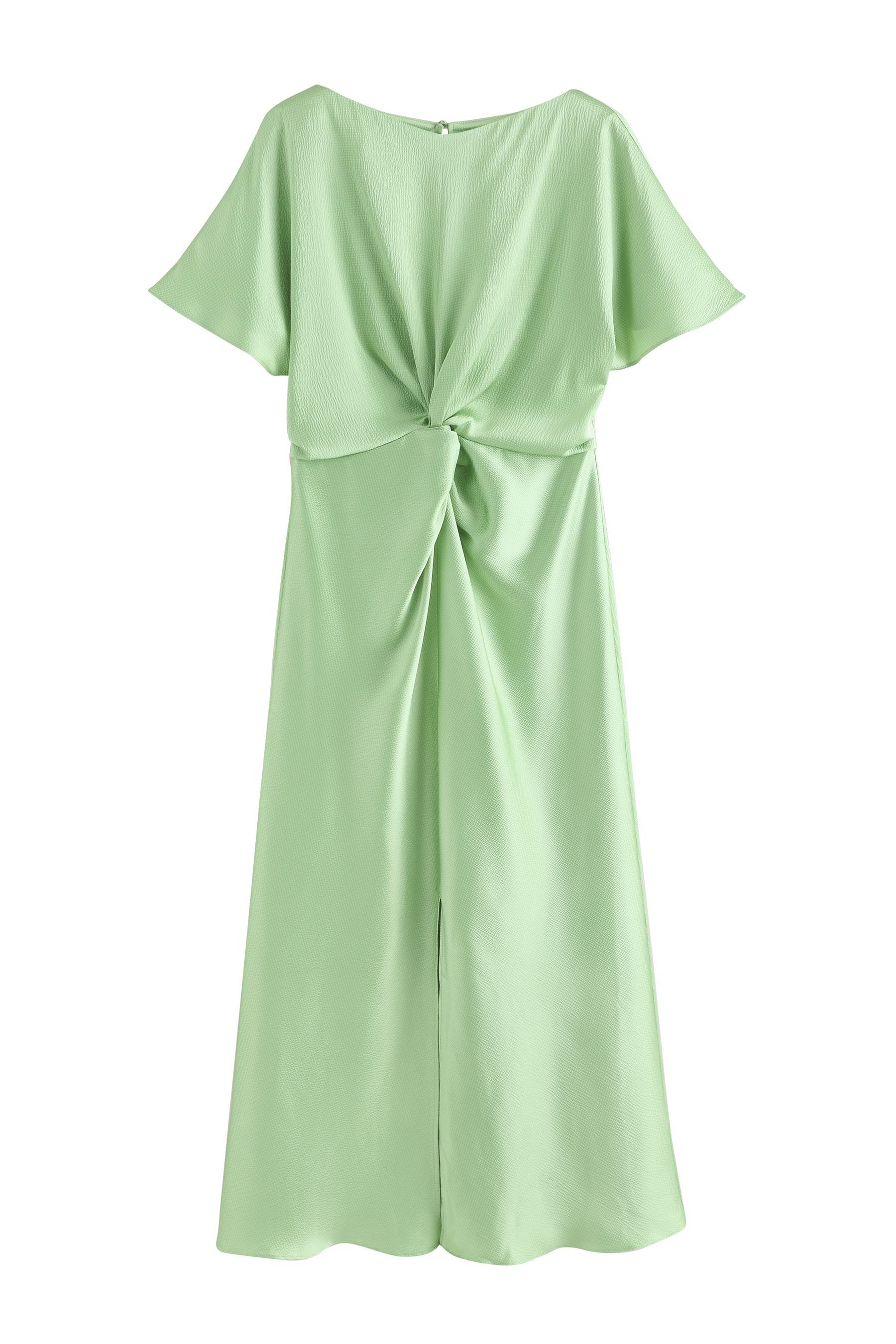 Next Midikleid Kurzärmeliges Midikleid aus strukturiertem Satin (1-tlg)