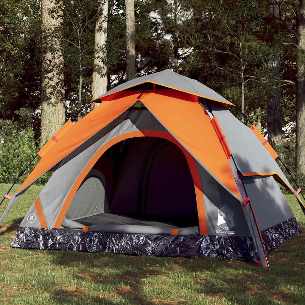 Faltzelt Campingzelt Kuppel 230x200x148 cm Grau-Orange