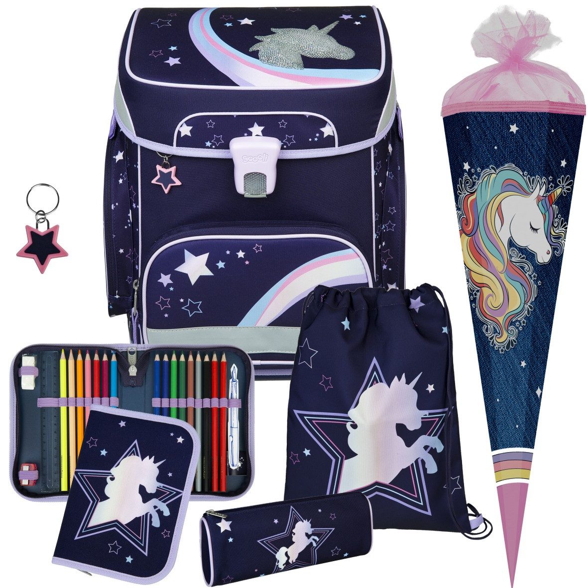 Scooli Schulranzen 1.Klasse Mädchen EasyFit in unterschiedlichen Sets (6-tlg)