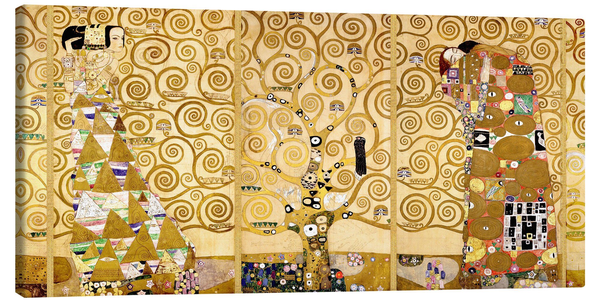 Posterlounge Leinwandbild Gustav Klimt, Der Lebensbaum (komplett), Schlafzimmer Malerei