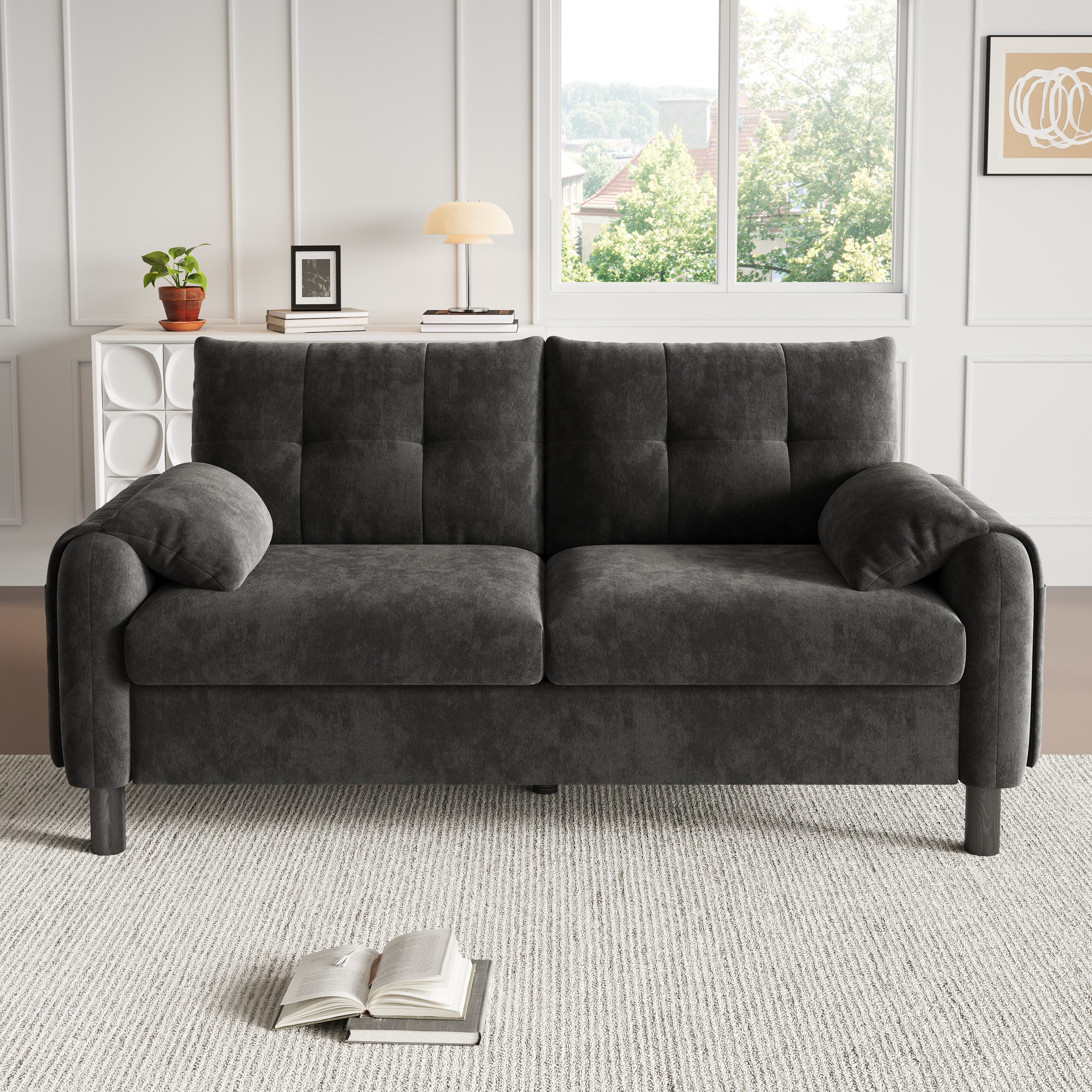i@home 2-Sitzer Polstersofa, bequemes Sofa aus Chenille Stoff mit dicken Ki günstig online kaufen