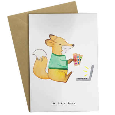 Mr. & Mrs. Panda Grußkarte Grafiker Herz - Weiß - Geschenk, Designer, Einladungskarte, Hochzeits, Hochwertiger Karton