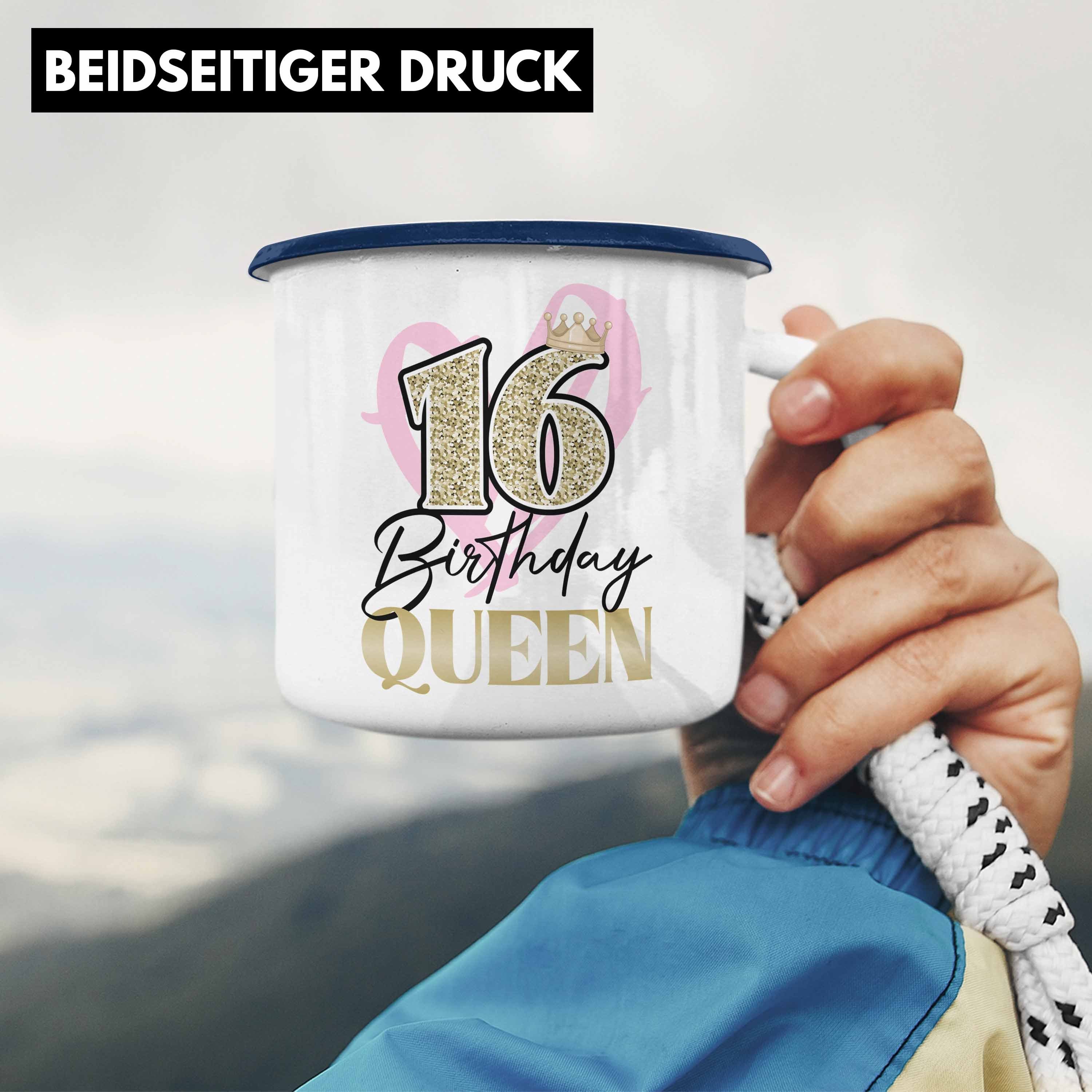 Trendation Thermotasse Trendation Lustig 16 16. Geschenkideen zum Geschenk Tasse Tassen Spruch Geburtstag Tochter 16 KaffeeEmaille 16er Mädchen Emaille - Geschenke Bday Blau Geschenkidee