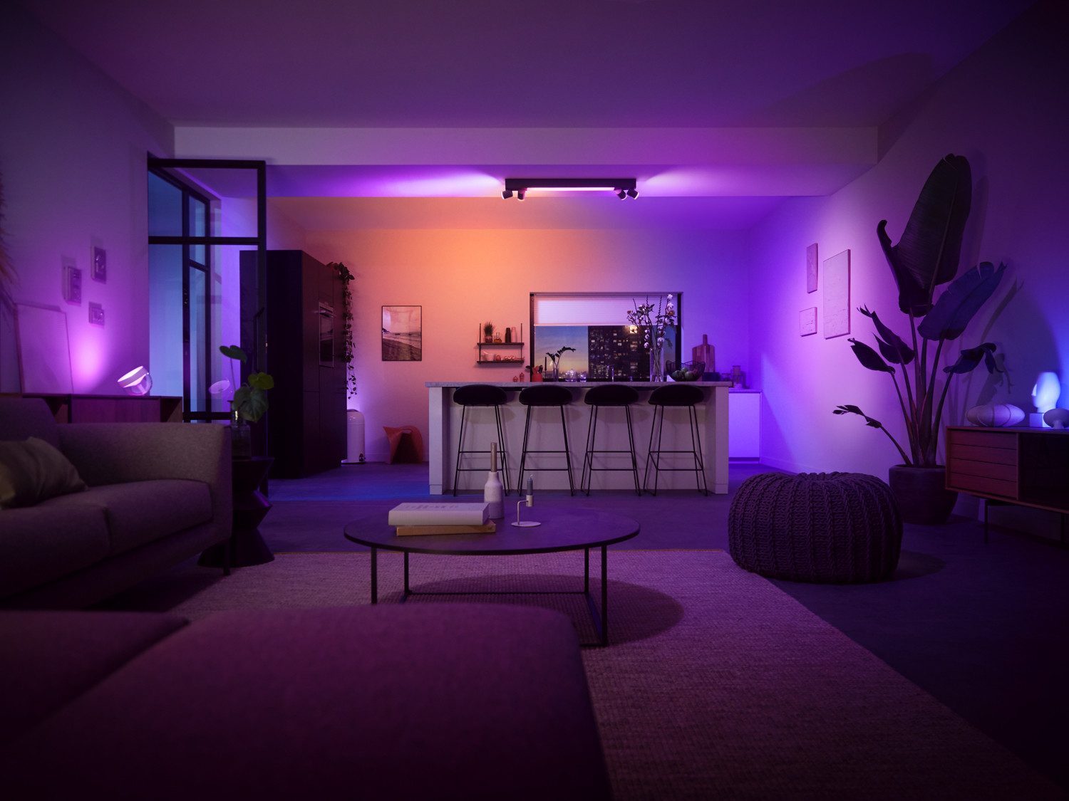 Philips Hue Smarte LED-Leuchte Bundle White & Color Ambiance Centris 4er Spot schwarz, Abschaltautomatik, Bluetooth, CCT - über Fernbedienung, Dimmer, Dimmfunktion, Farbsteuerung, Farbwechsel, Fernbedienung, Infrarot inkl., Leuchtdauer einstellbar, Memoryfunktion, Nachtlichtfunktion, RGB, Smart Home, Timerfunktion, dimmbar über Fernbedienung, erweiterbar, mehrere Helligkeitsstufen, LED wechselbar, RGB, inkl. Philips Hue Dimmschalter