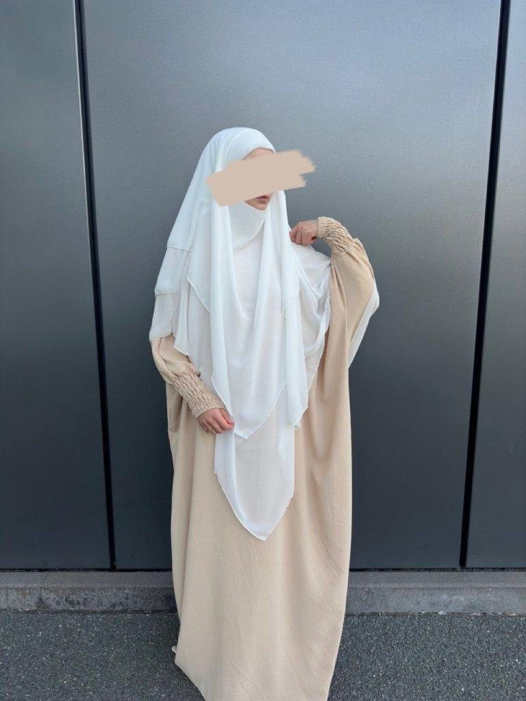Aymasal Maxikleid Abaya Aliyah Schmetterling Kleid Kaftan Islamische Gebetskleidung Beige