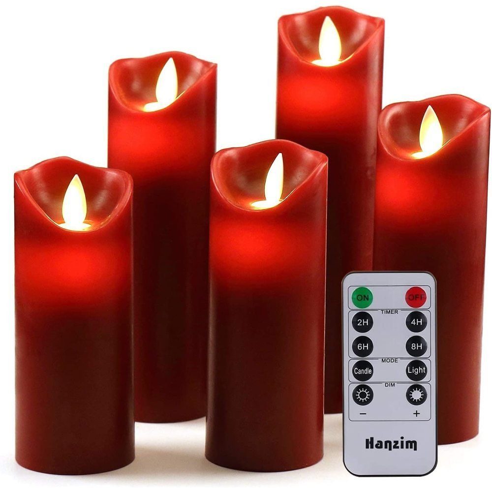 GelldG LED-Christbaumkerzen LED Kerzen, Flammenlose Kerzen 200 Stunden Dekorations-Kerzen-Säulen Rot
