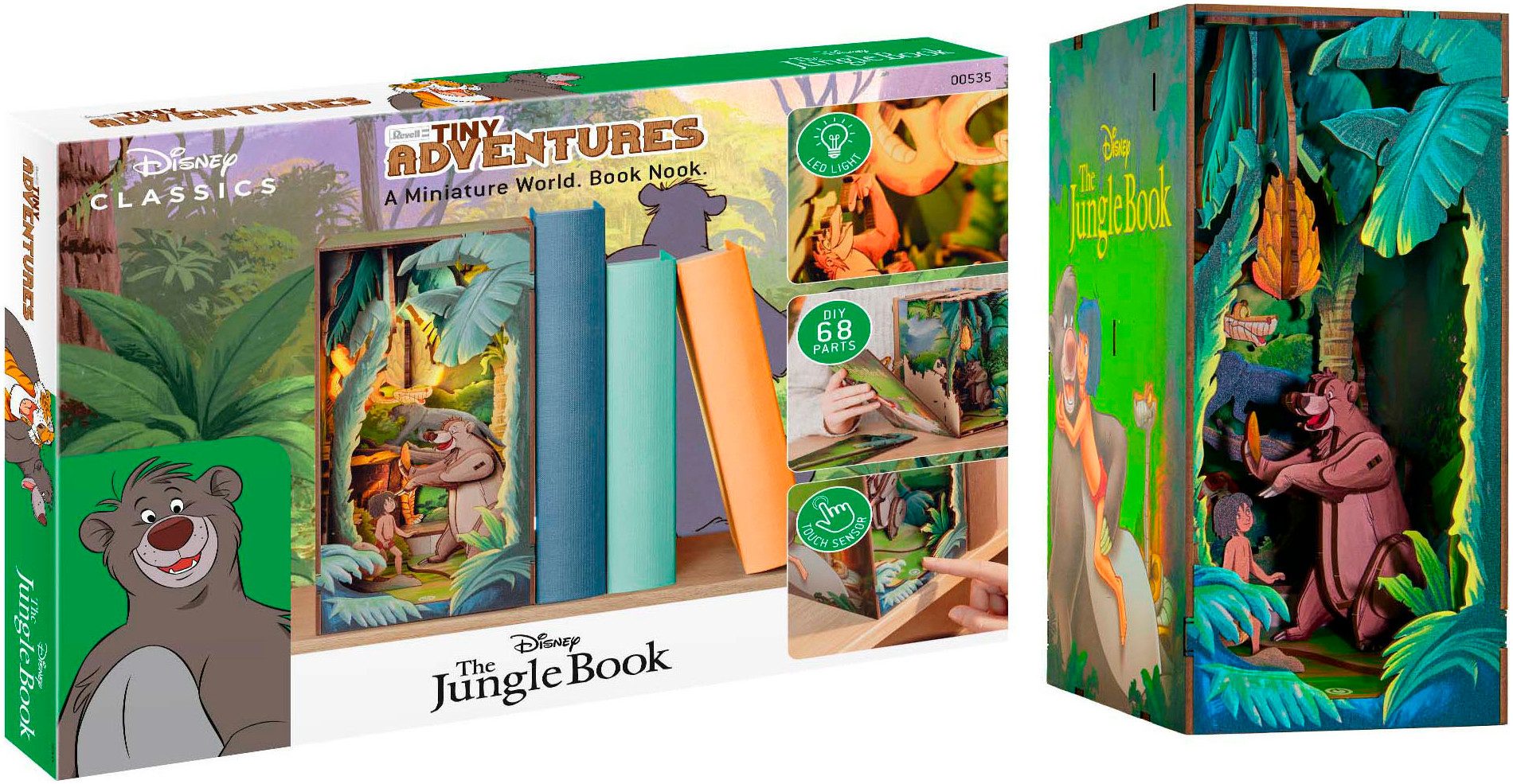 Revell® 3D-Puzzle Book Nook, Tiny Adventures Disney Das Dschungelbuch, 68 Пазлиteile, Buchstütze; mit LED-Beleuchtung