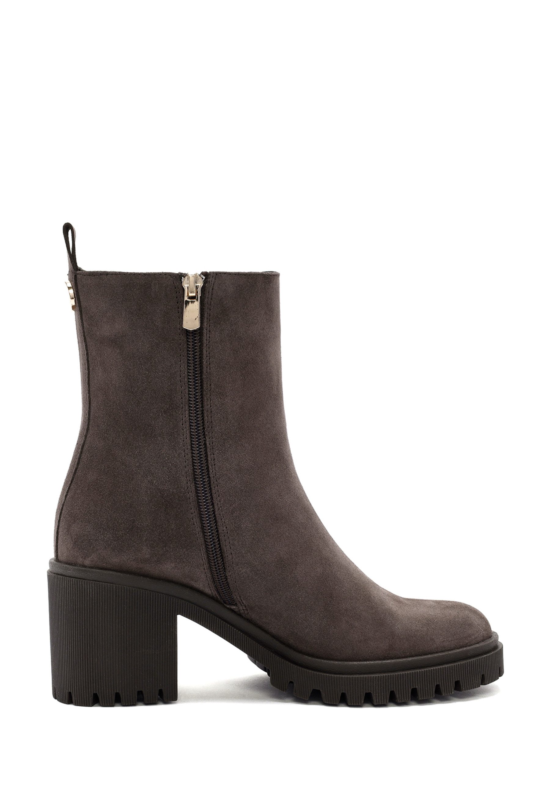 Derimod Absatz-Stiefeletten aus Veloursleder Ankleboots Reißverschluss, Textilfutter, EVA Sohle, Absatz 5,5 cm