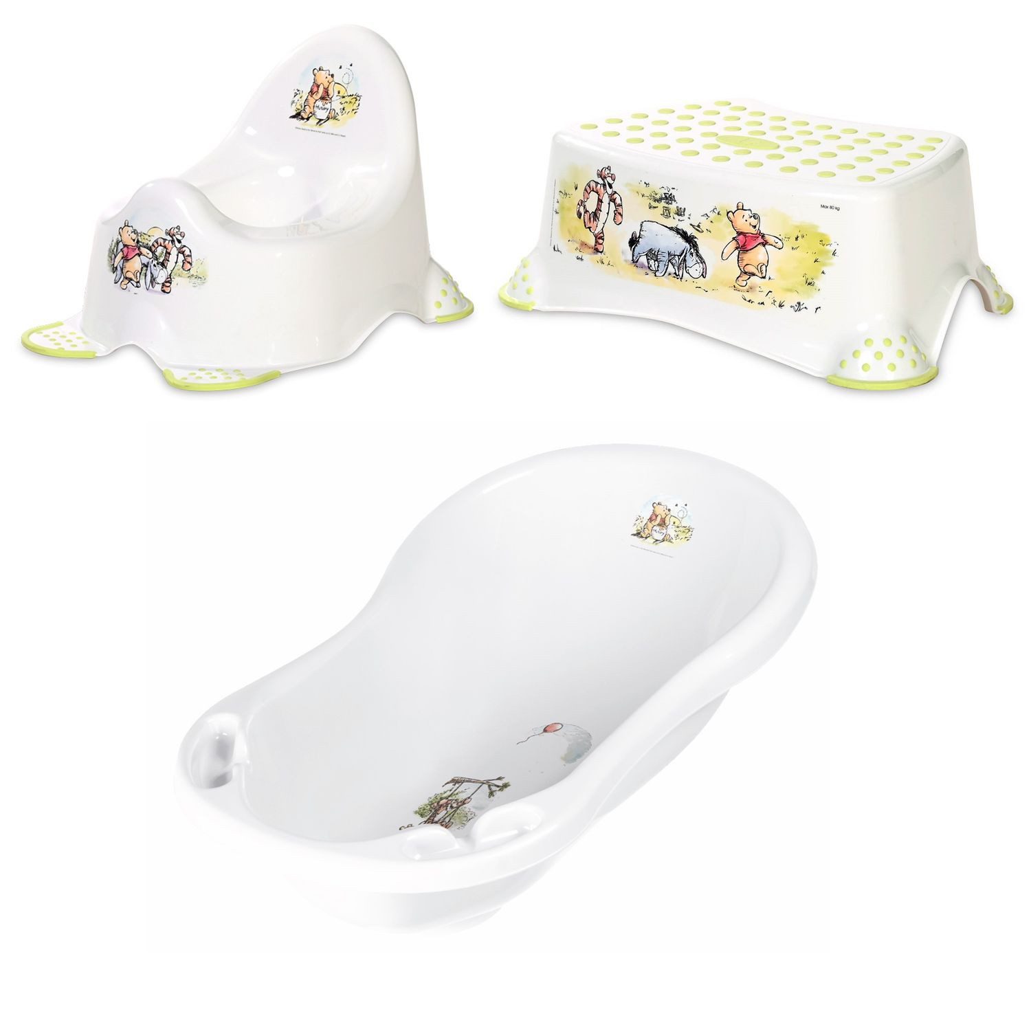 Lorelli Babybadewanne Comic-Set Babybadewanne, Töpfchen, Badhocker, ergonomisch, praktisch