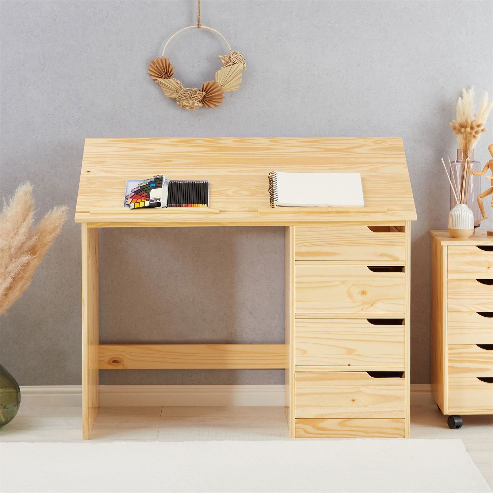 IDIMEX Kinderschreibtisch EMMA, Schreibtisch mit Schubladen und neigbarer T günstig online kaufen