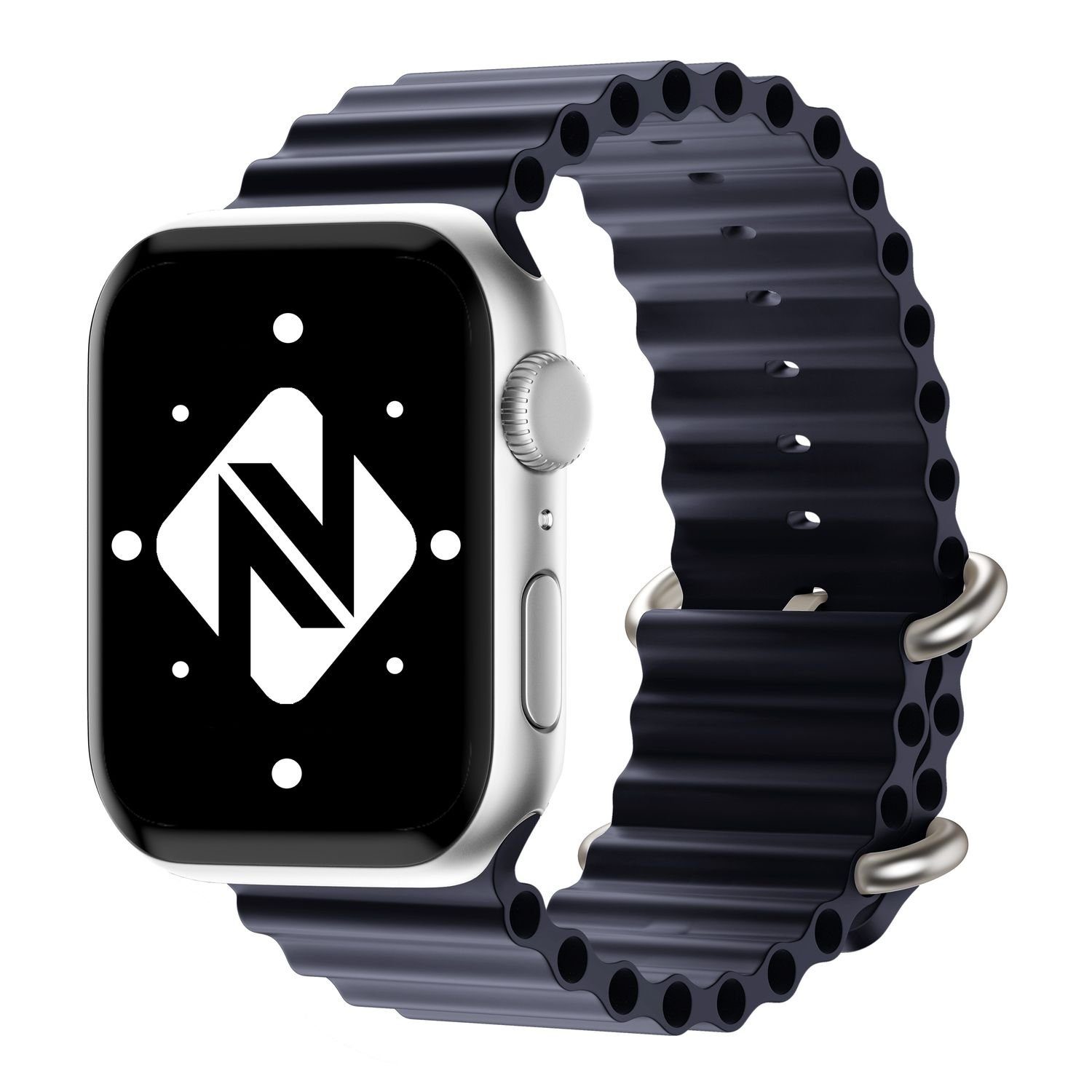 Nalia Smartwatch-Armband Apple Watch 38mm/40/41/42(Serie 10/11), Ocean Style Sportarmband / Silikon Ersatzband / Metall-Ring Verschluss