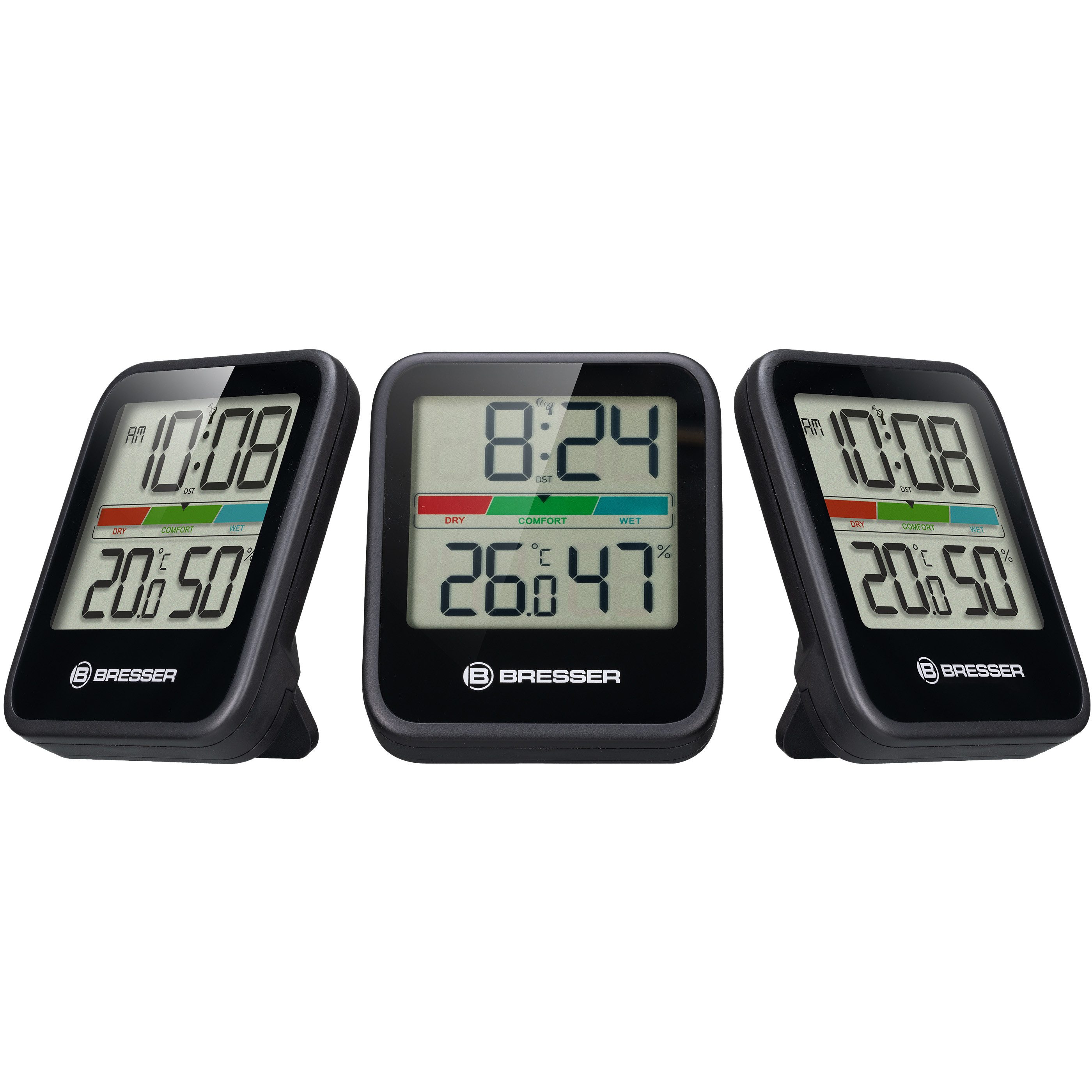 BRESSER Hygrometer Climate Monitor Thermo- / Hygrometer DCF 3er Set