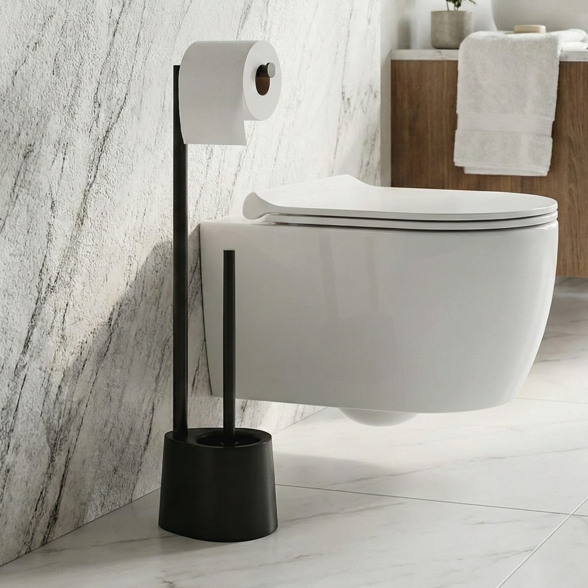 NUXIO WC-Reinigungsbürste WC-Garnitur mit Papierhalter STILK, 63 cm, Badezimmer in allen Wohnstilen, (WC-Bürste)