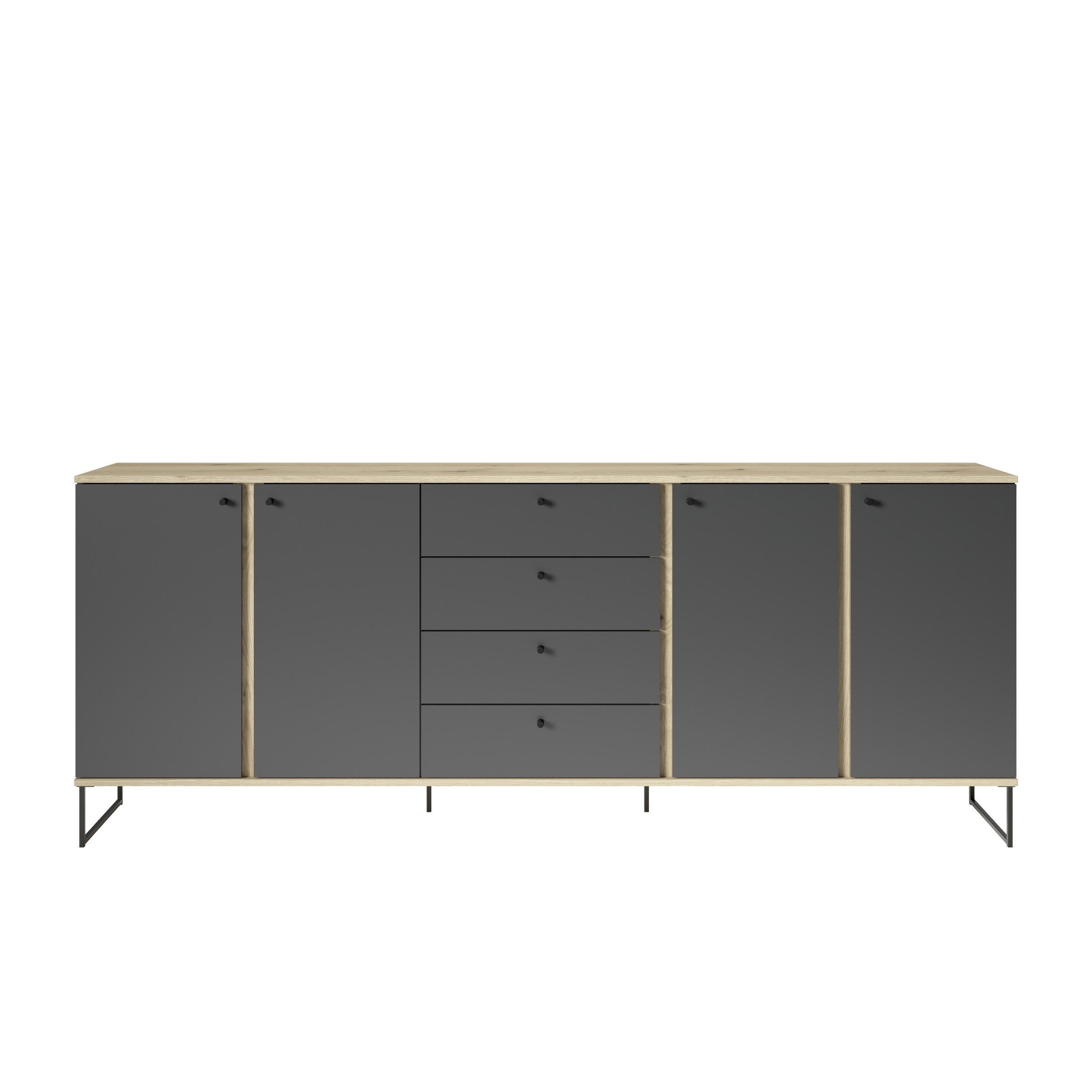 Bega Consult Sideboard in Anthrazit / Evoke Oak Dekor - 225x89x38 (BxHxT)