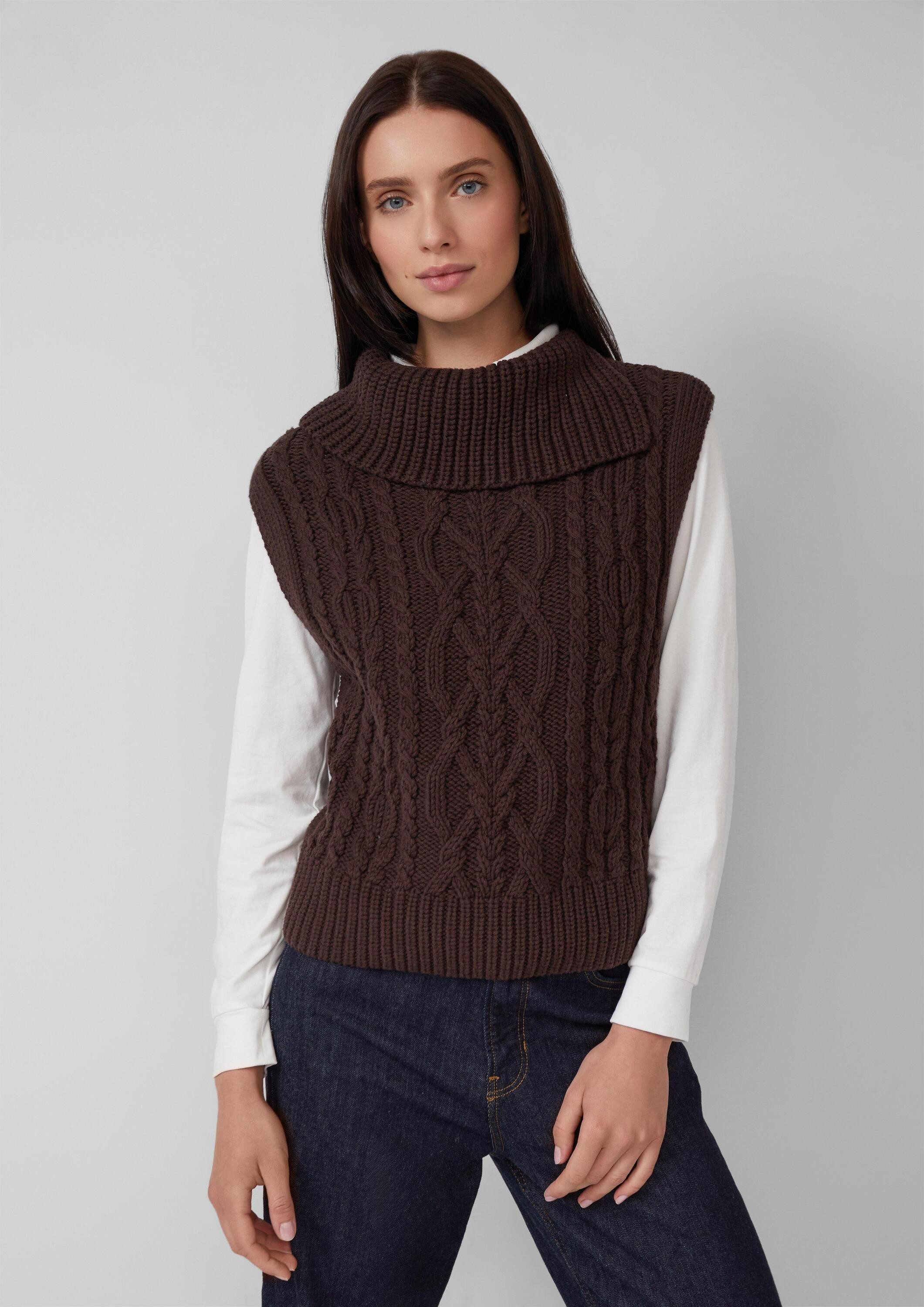 s.Oliver Kurzarmpullover Strickpullover Strickpullunder mit Zopfmuster günstig online kaufen
