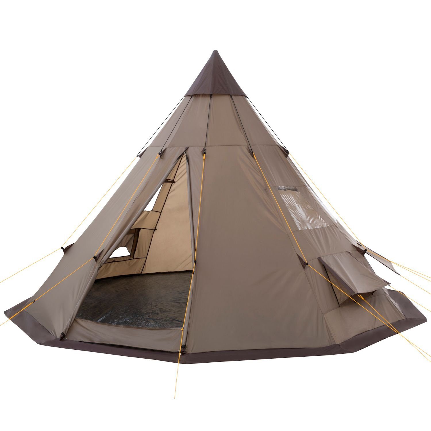 CampFeuer Tipi-Zelt Zelt Spirit für 4 Personen, Braun, 3000 mm Wassersäule, Personen: 4