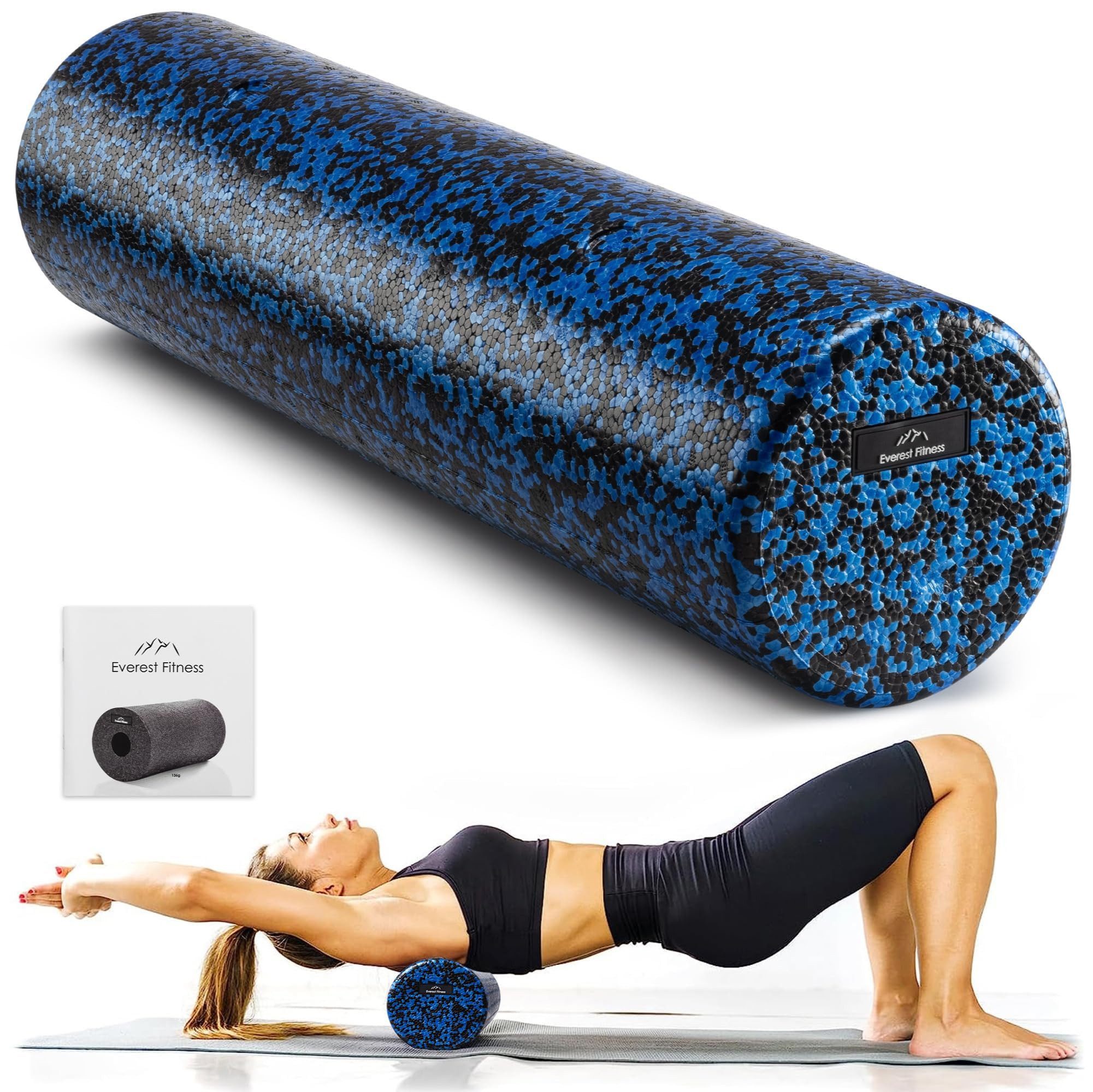 Faszienrolle Faszienrolle 60 cm Schwarz/Blau für Rücken, Beine und Pilates