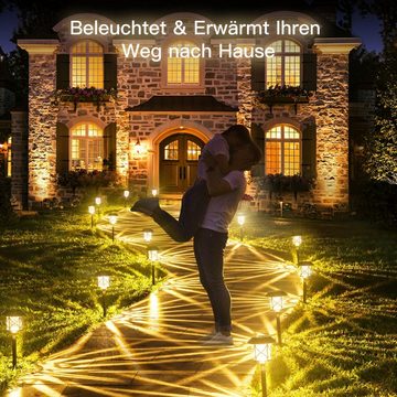 Elegear LED Solarleuchte 8 Stück Gartenleuchte für Garten/Gehweg, Gartenleuchtung mit Erdspieß, LED fest integriert, Warmweiß, 3200k, IP65