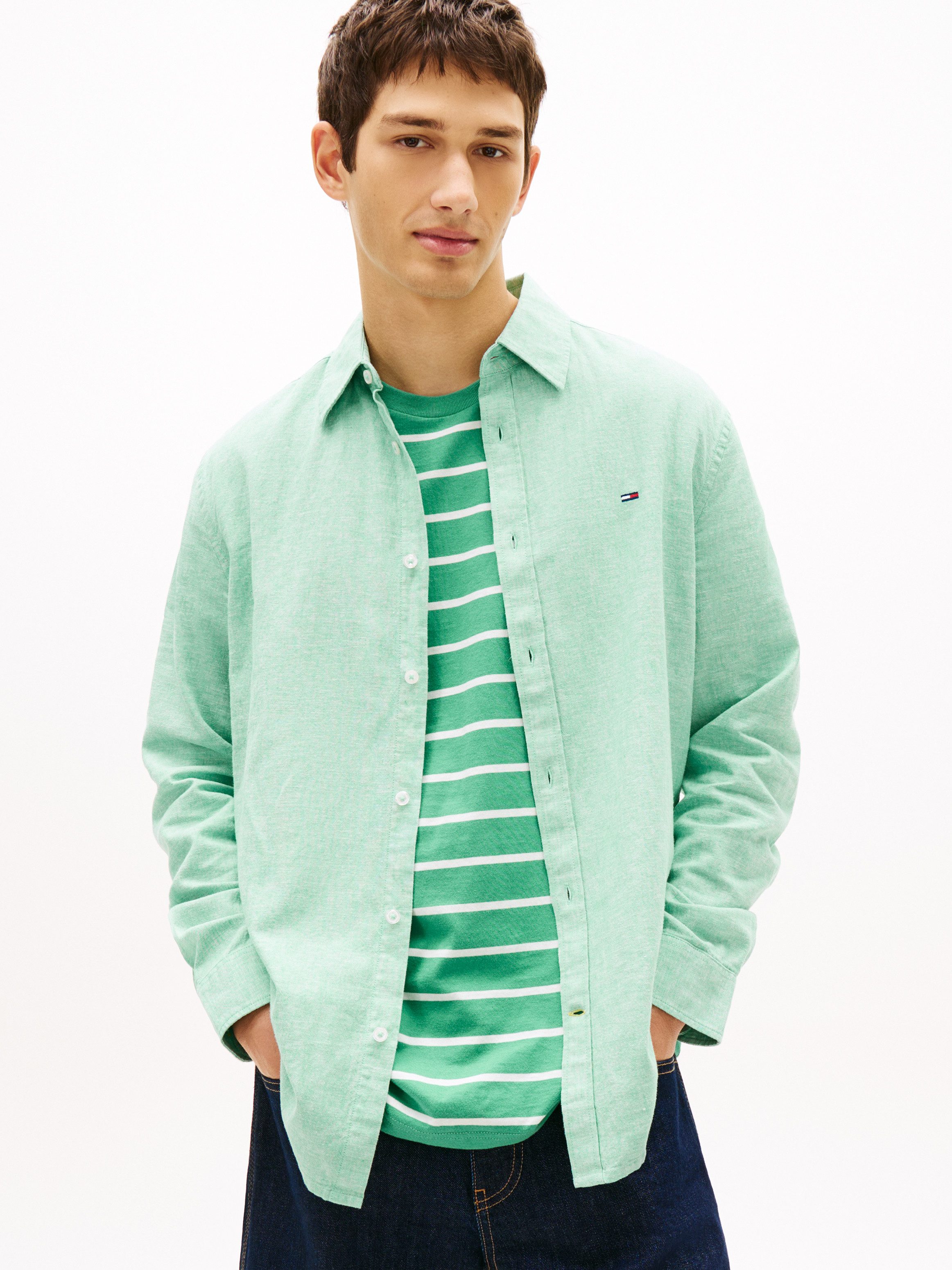 Tommy Jeans Langarmhemd TJM REGULAR FIT LINEN BLEND günstig online kaufen
